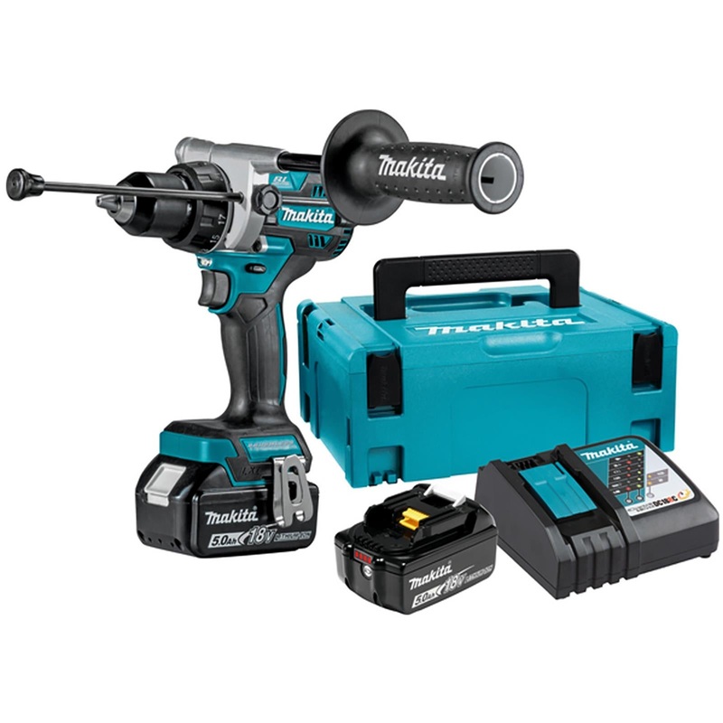 Makita Combi Drill Kit 18V LXT Brushless Li-ion 2 x 5Ah Charger Type 2 Case DHP486RTJ