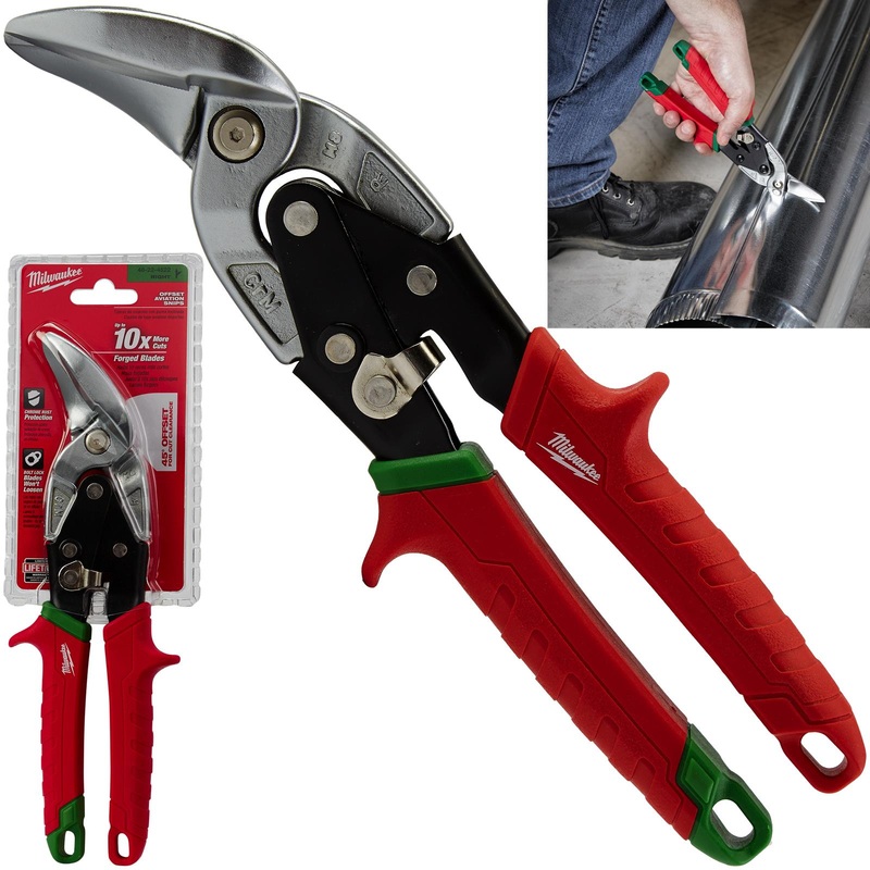 Milwaukee Metal Aviation Snips Right Cut Offset 260mm