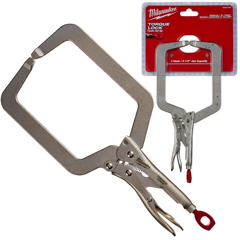 Milwaukee Torque Lock Locking C Clamp 230mm Deep Reach Clamp with Regular Jaws