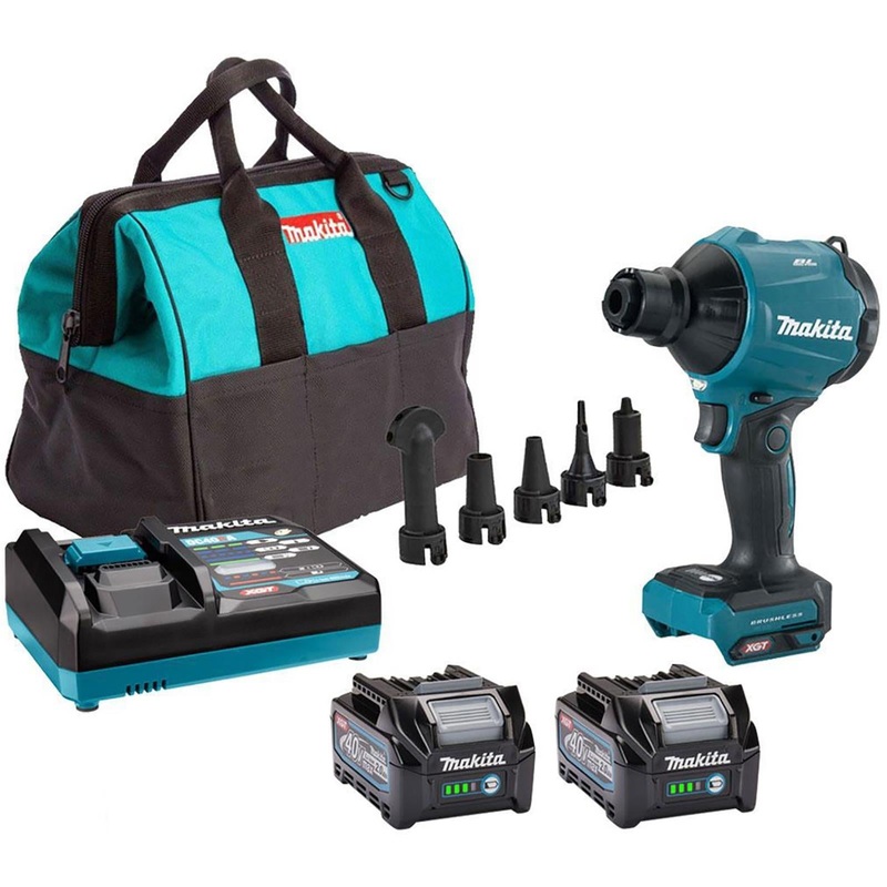 Makita Dust Blower 40V Max XGT Brushless 2 x 2.5Ah Batteries Charger Tool Bag Kit AS001GD202