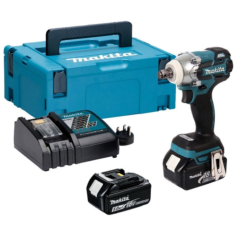 Makita Impact Wrench 1/2" Drive 18V LXT Brushless Li-ion 2 x 5Ah Charger Type 2 Case DTW285RTJ