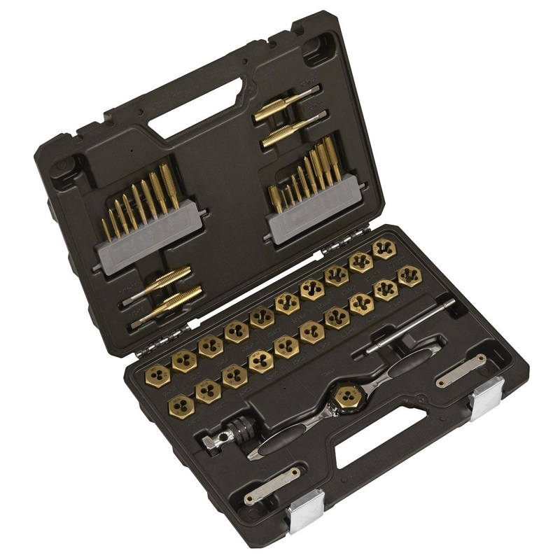 Sealey Premier Metric & SAE/Imperial Titanium Coated Hexagonal Tap & Die Set 46pc