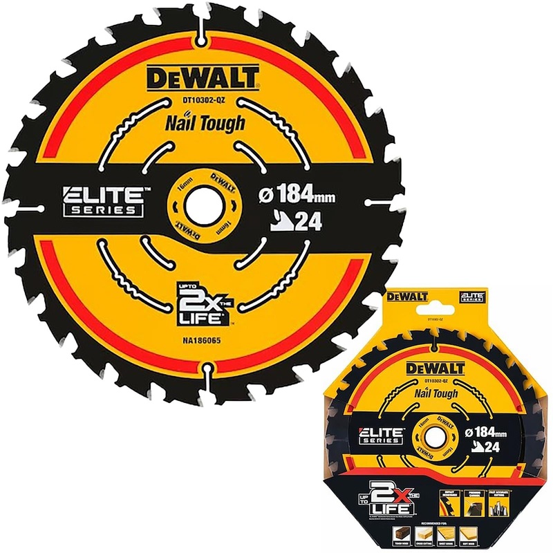DeWalt Elite Circular Saw Blade 184mm x 16mm 24T Wood Cutting Framing DT10302