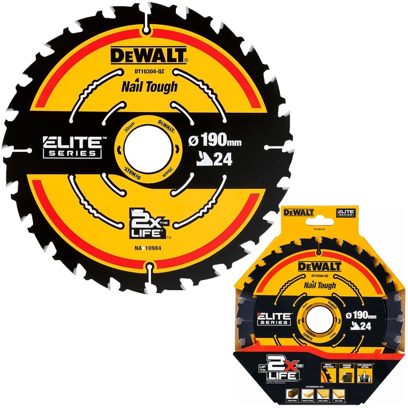 DeWalt Elite Circular Saw Blade 190mm x 30mm 24T Wood Cutting Framing DT10304