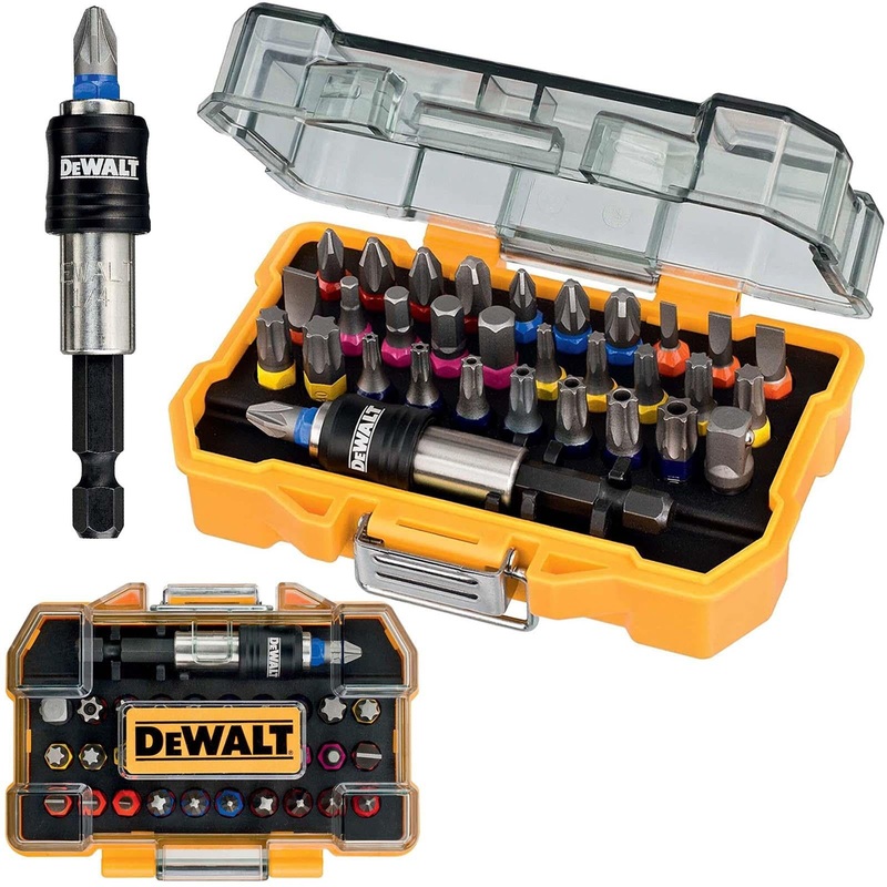 DeWalt Screwdriver Bit Set Colour Coded Magnetic Bit Holer Pozi Phillips Slotted Trx