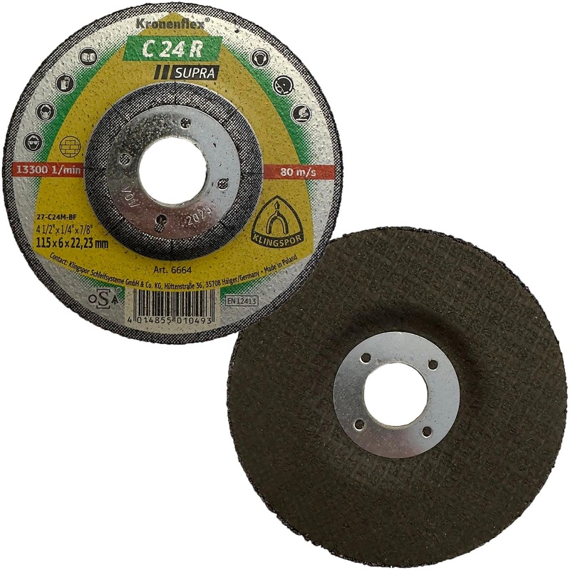 Klingspor Grinding Discs for Stone Concrete 115 x 6 x 22.23mm Depressed Centre C24R Supra