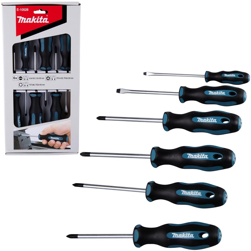 Makita Screwdriver Set Phillips Pozi Slotted PH PZ SL 100mm 6pc E-10528
