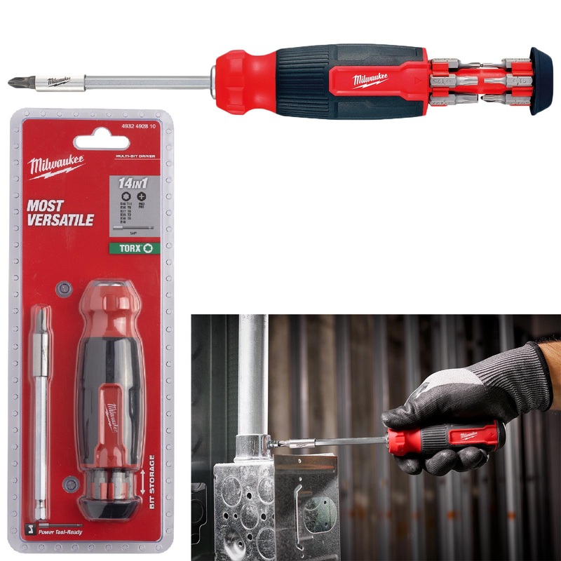 Milwaukee Multi Bit Screwdriver Set 14 in 1 Torx T6-T40 Phillips