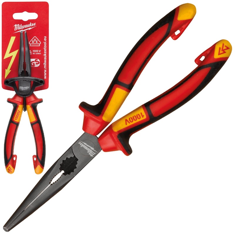 Milwaukee VDE Long 45 Round Nose Pliers 205mm Insulated 10,000V
