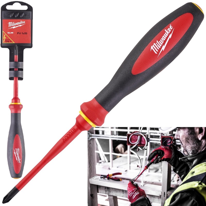 Milwaukee VDE Slim Screwdriver Phillips PH1 x 80mm