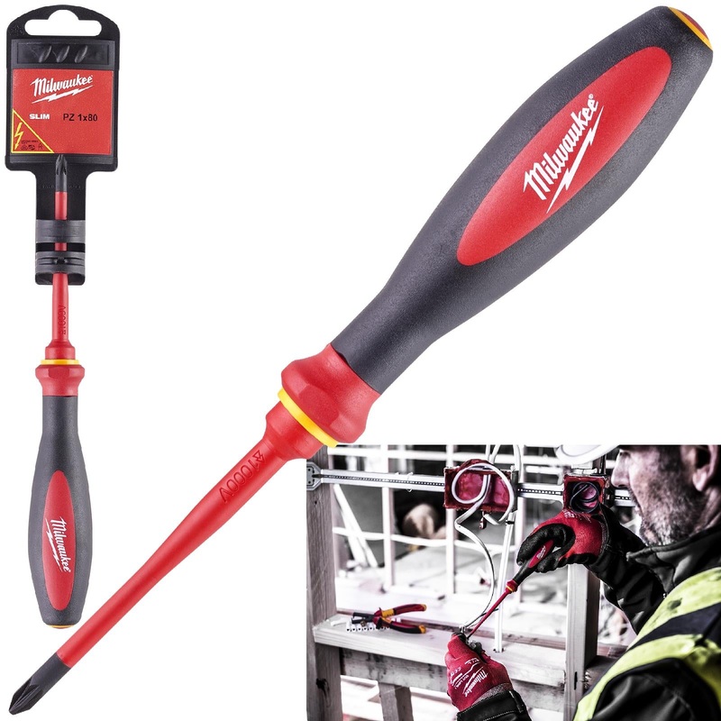 Milwaukee VDE Slim Screwdriver Pozi PZ1 x 80mm
