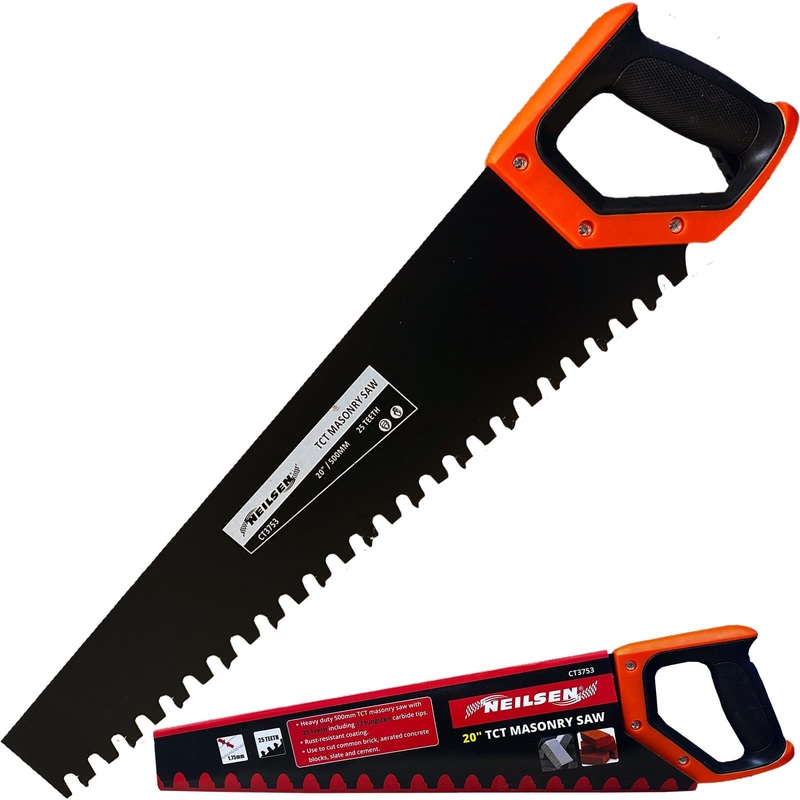 Neilsen Masonry Hand Saw Heavy Duty TCT Tips Brick Concrete Block 20" 500mm