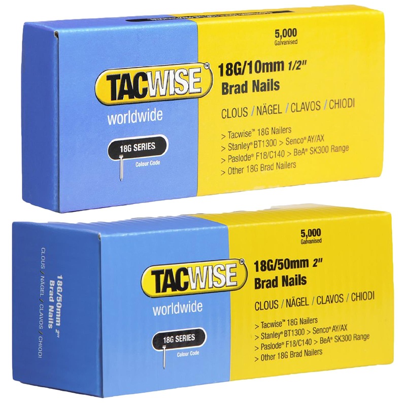 Tacwise Brad Nails 18 Gauge for Nail Guns 5000 Pack 10-50mm