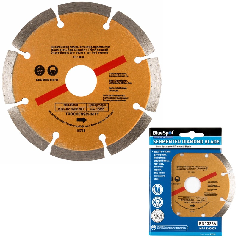 BlueSpot Segmented Diamond Cutting Disc Blade Stone Block Tile Concrete 115mm 4 1/2