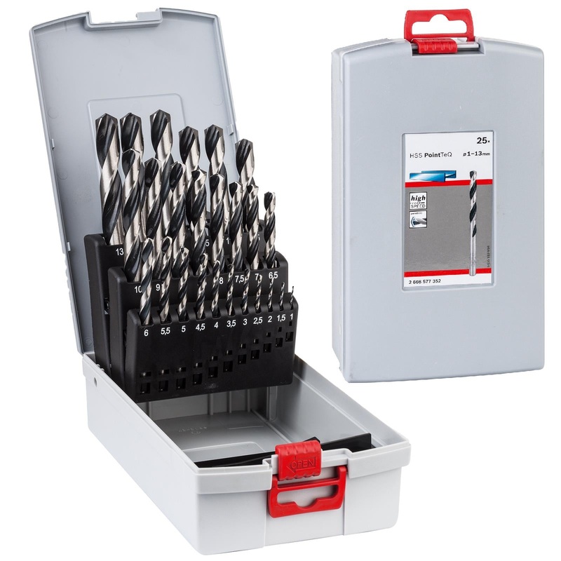 Bosch Professional HSS Drill Bit Set 1-13mm Metal Twist Drills PointTeQ 25 Pieces