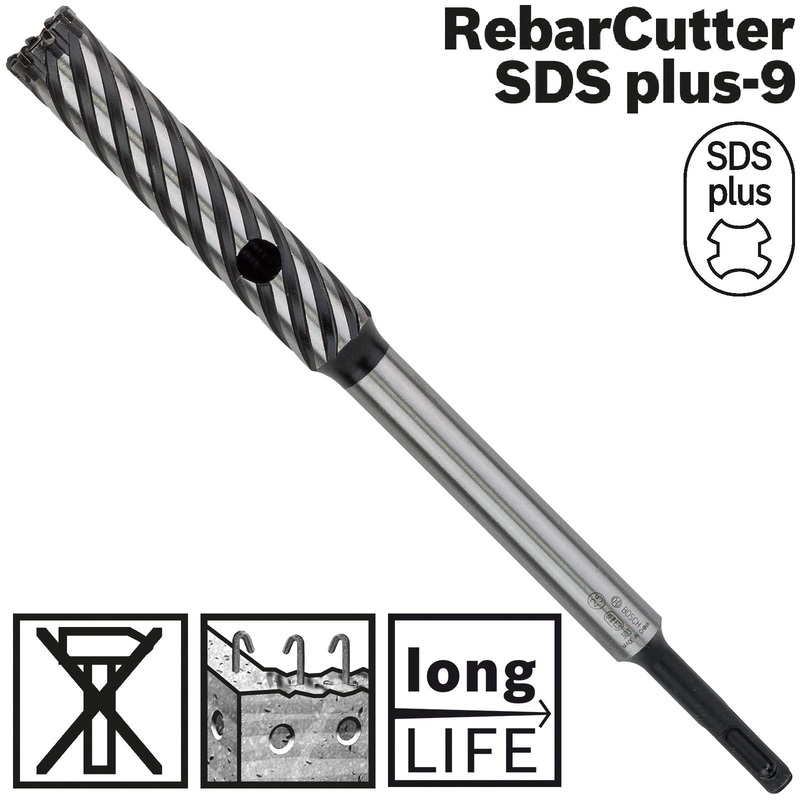 Bosch Rebar Cutter Drill Bit 4 Cutter SDS Plus 9 Reinforced Concrete 300mm 16-32mm (WL:120mm)