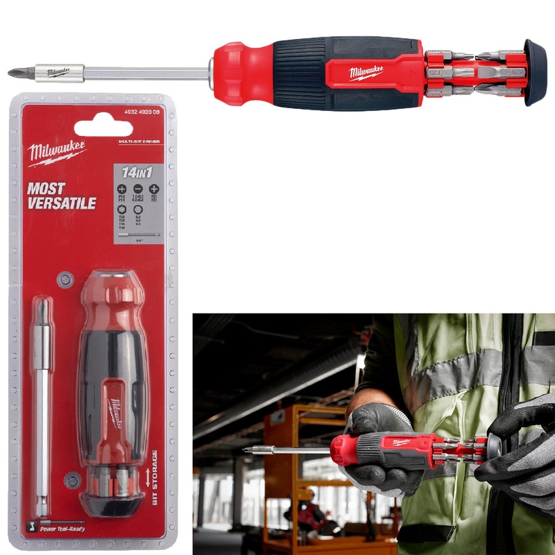 Milwaukee Multi Bit Screwdriver Set 14 in 1 Pozi Phillips Torx Slotted Hex