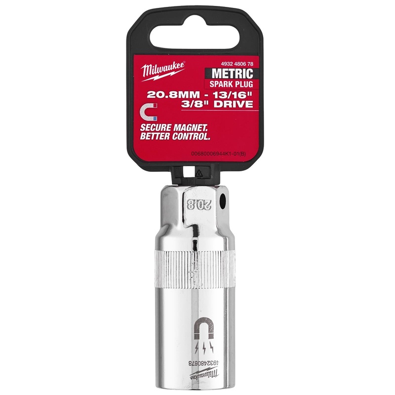 Milwaukee Spark Plug Socket Magnetic 3/8" Drive 20.8mm
