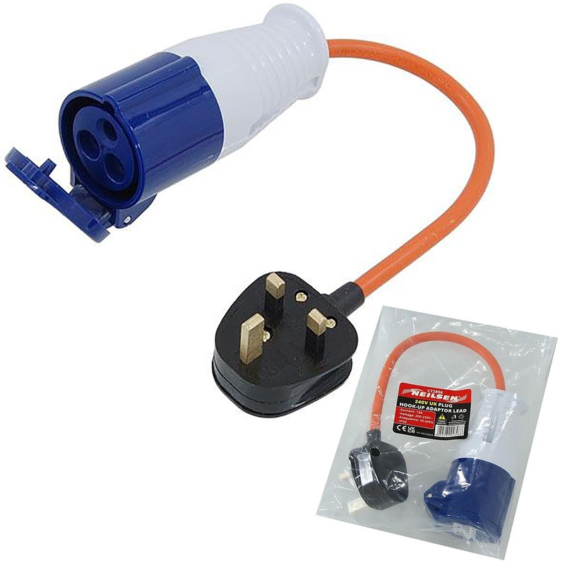 Neilsen Caravan Hook Up Cable Lead Plug Socket Adaptor 240V UK 3 Pin Mains