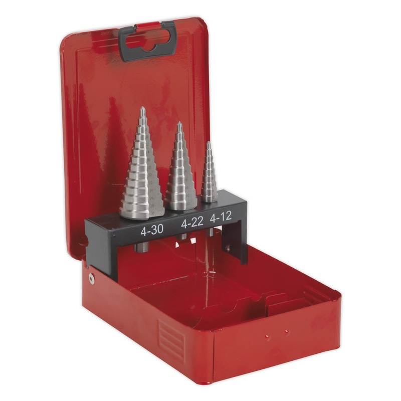 Sealey HSS M2 Step Drill Bit Set 3pc Double Flute