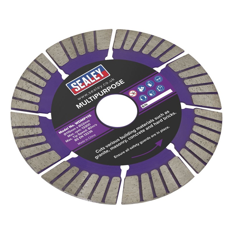 Sealey Cutting Disc Multipurpose Dry/Wet Use 115mm