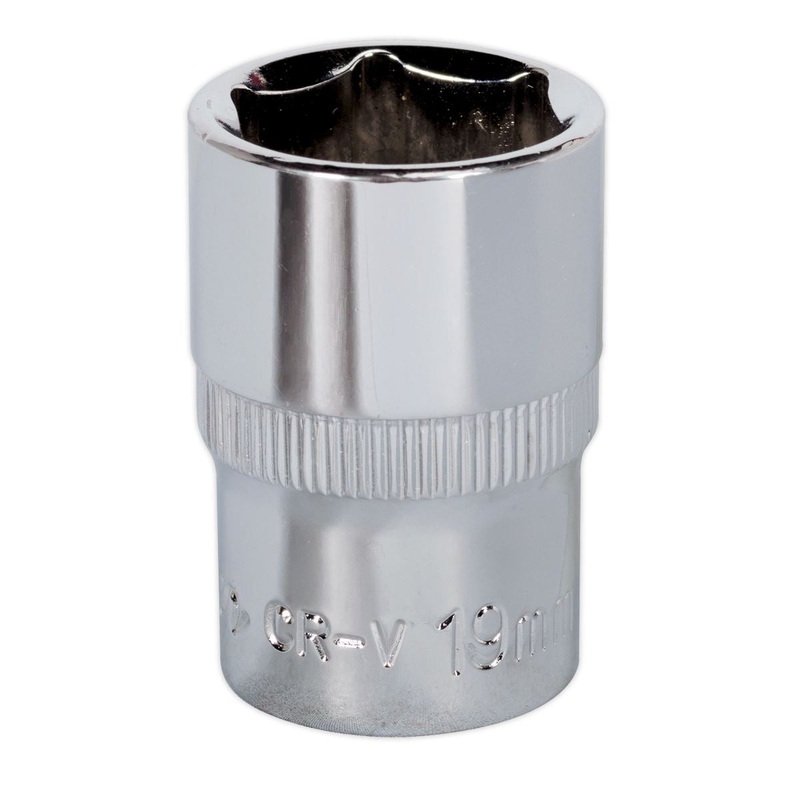 Sealey Premier WallDrive Socket 19mm 1/2"Sq Drive Fully Polished
