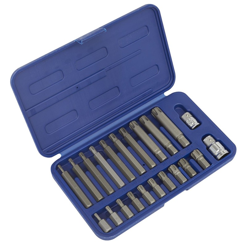 Sealey Premier Ribe Bit Set 22pc 3/8" & 1/2"Sq Drive