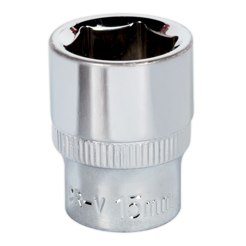 Sealey Premier WallDrive Socket 15mm 3/8"Sq Drive Fully Polished