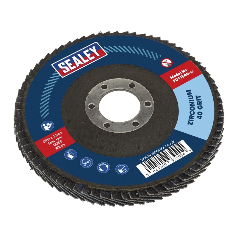 Sealey Flap Disc Zirconium 115mm 22mm Bore 40Grit