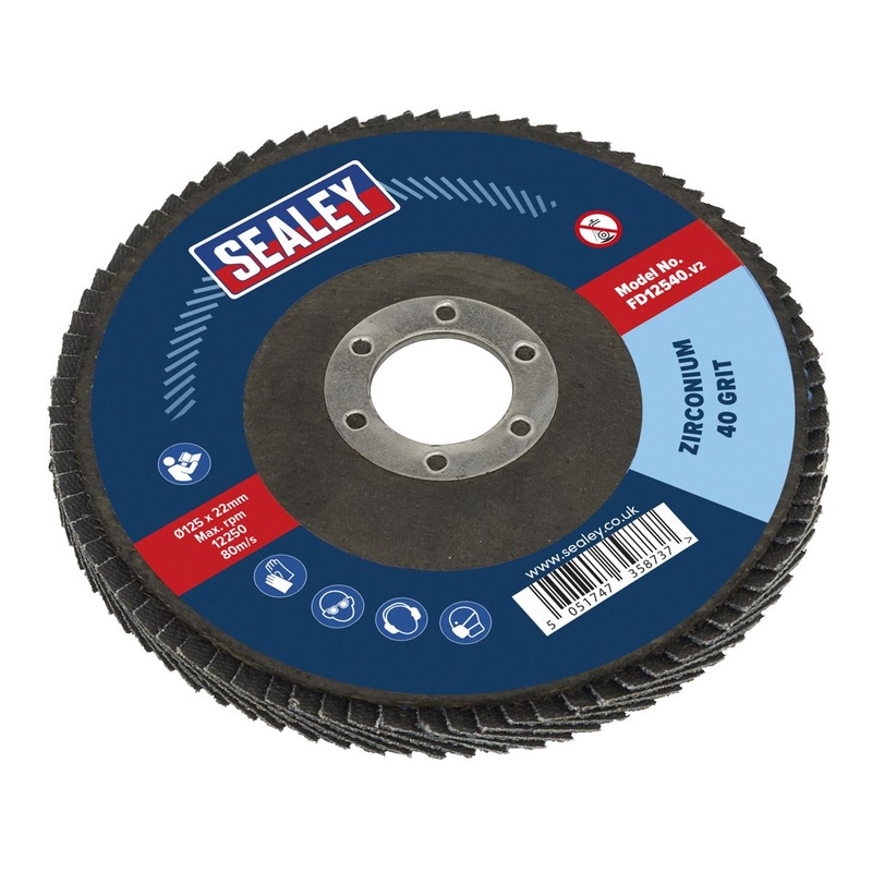 Sealey Flap Disc Zirconium 125mm 22mm Bore 40Grit