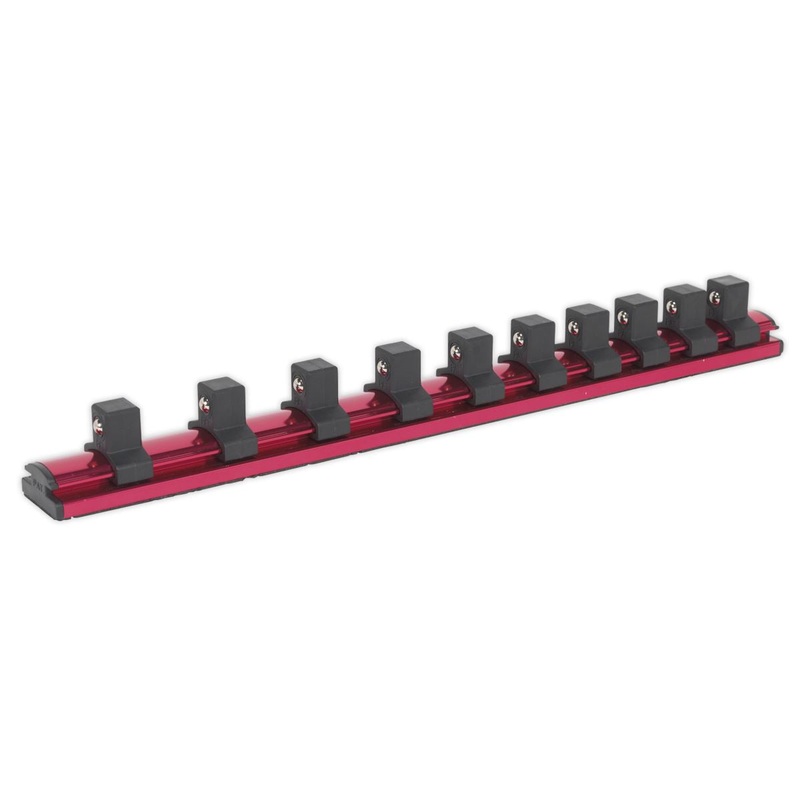 Sealey Premier Socket Retaining Rail Magnetic 1/2"Sq Drive 10 Clips