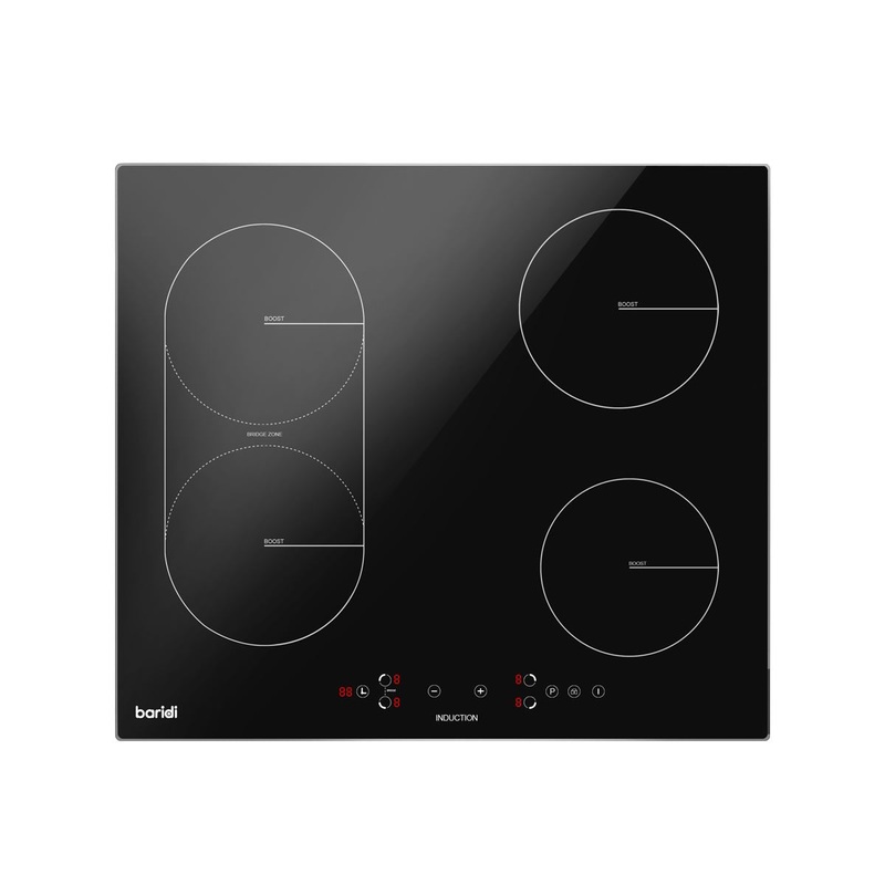 Baridi 60cm Built-In Induction Hob with Bridge Zone, 4 Cooking Zones, 2800W, Boost Function, 9 Power Levels, Touch Control & Timer