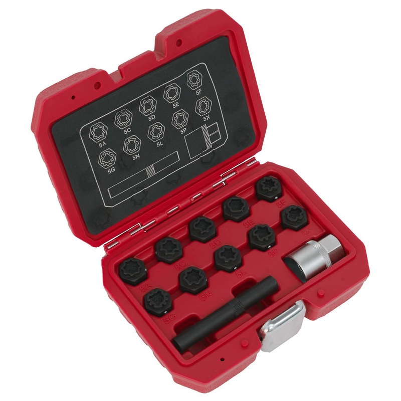 Sealey Locking Wheel Nut Key Set 12pc - Mercedes