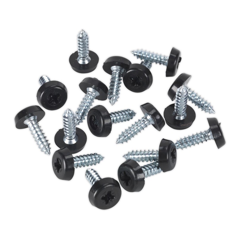 Sealey Numberplate Screw Plastic Enclosed Head 4.8 x 18mm Black Pack of 50