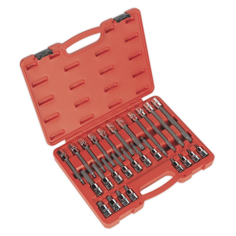 Sealey Premier Spline Socket Bit Set 26pc 1/2"Sq Drive