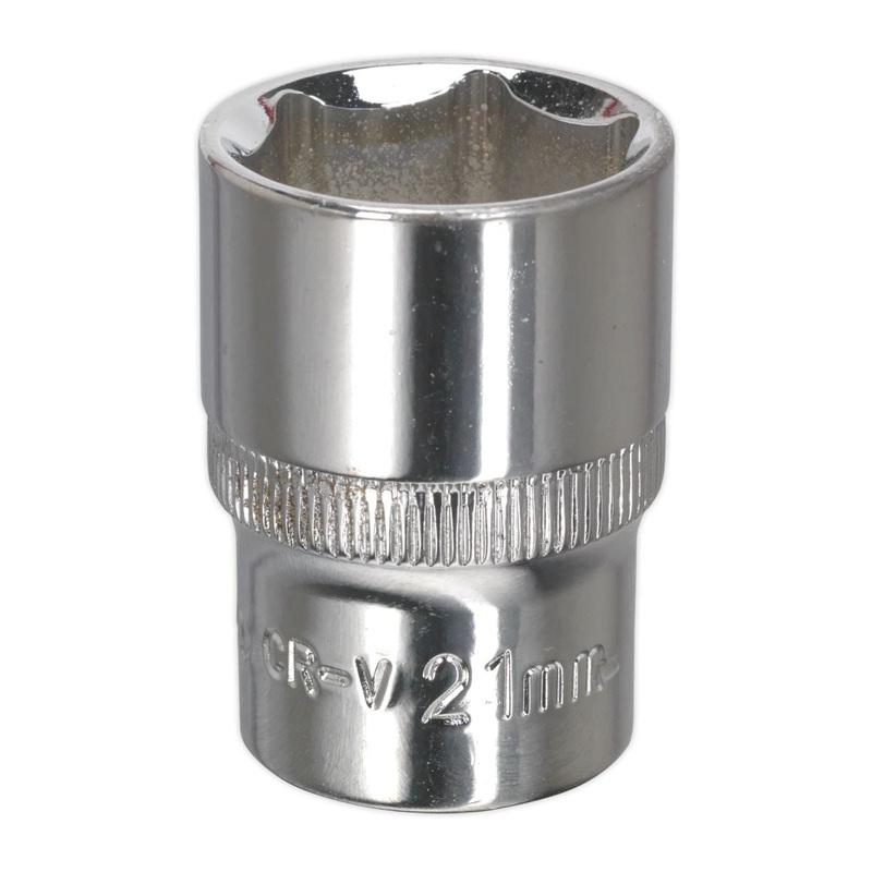 Sealey Premier WallDrive Socket 21mm 1/2"Sq Drive Fully Polished