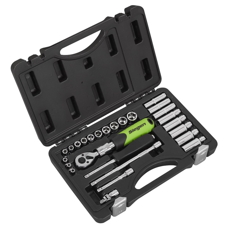 Sealey Socket Set Extendable Ratchet 1/4"Sq Drive 26pc