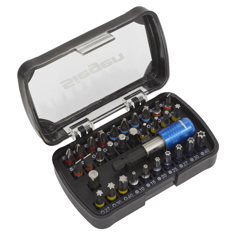 Siegen 32 Piece Colour Coded S2 Power Tool Bit Set Pozi Phillips Slotted Hex