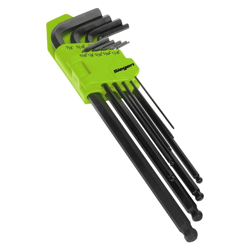 Siegen by Sealey Ball-End Hex Key Set 9pc Extra-Long Imperial