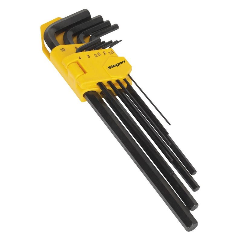 Siegen by Sealey Hex Key Set 9pc Extra-Long Metric