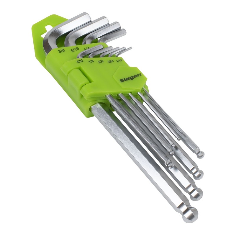 Siegen by Sealey Hex Key Set Long Ball-End 9pc - Imperial