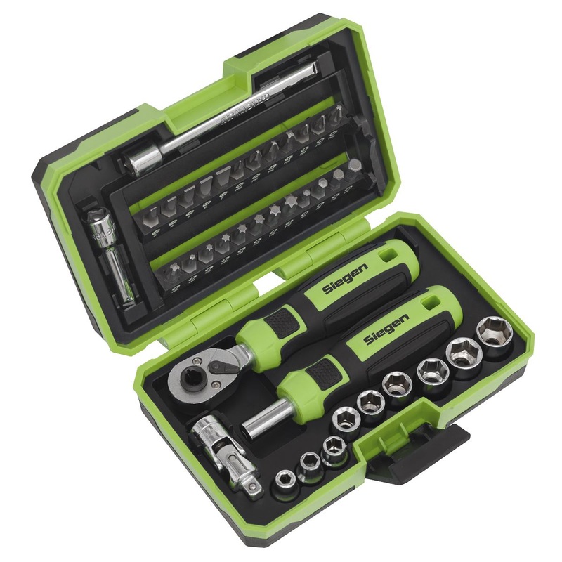 Siegen by Sealey Socket & Bit Set 38pc 1/4"Sq Drive