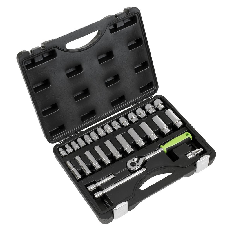 Siegen by Sealey Socket Set 28pc 3/8"Sq Drive 6pt WallDrive Metric