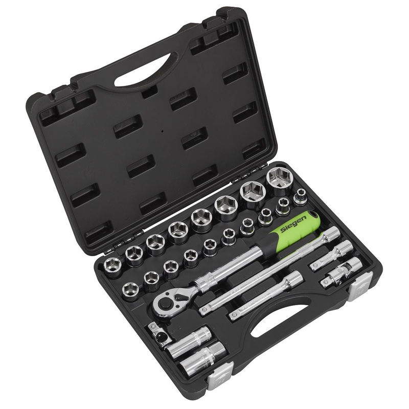 Siegen by Sealey Socket Set Extendable Ratchet 1/2"Sq Drive 26pc