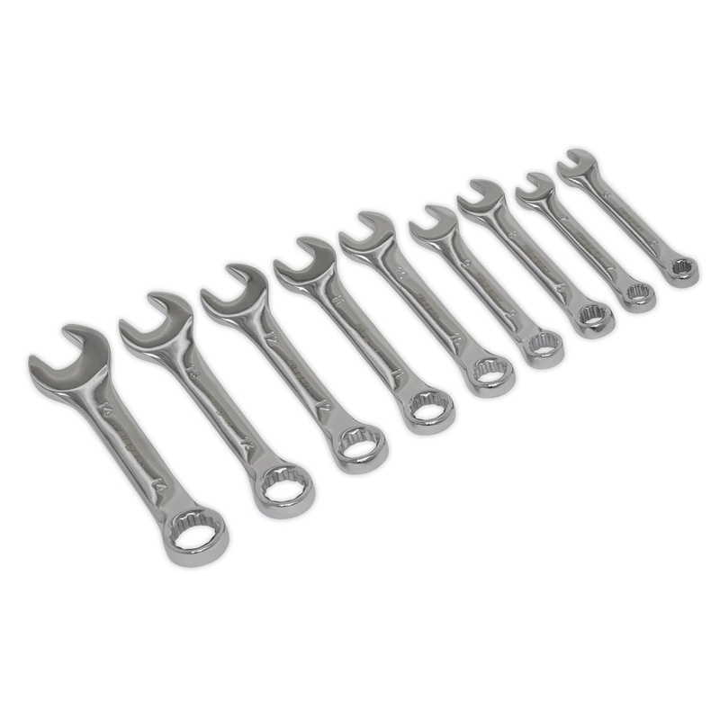 Siegen by Sealey Stubby Combination Spanner Set 9pc - Metric