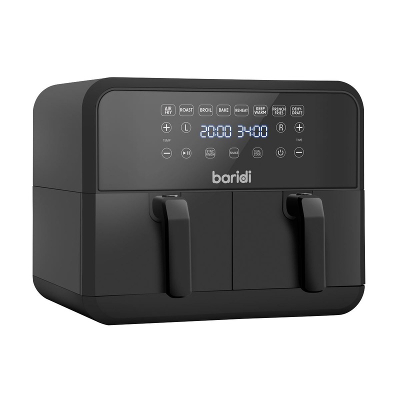 Baridi Dual Zone Air Fryer 8L with 8-in-1 Functions Touch Controls, Easy-Clean, Black - DH172