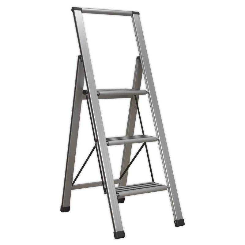 Sealey Aluminium Professional Folding Step Ladder 3-Step 150kg Capacity