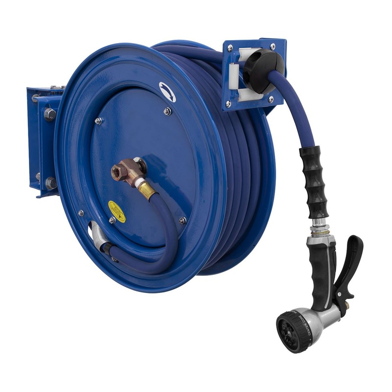 Sealey Heavy-Duty Retractable Water Hose Reel 15m 13mm ID Rubber Hose