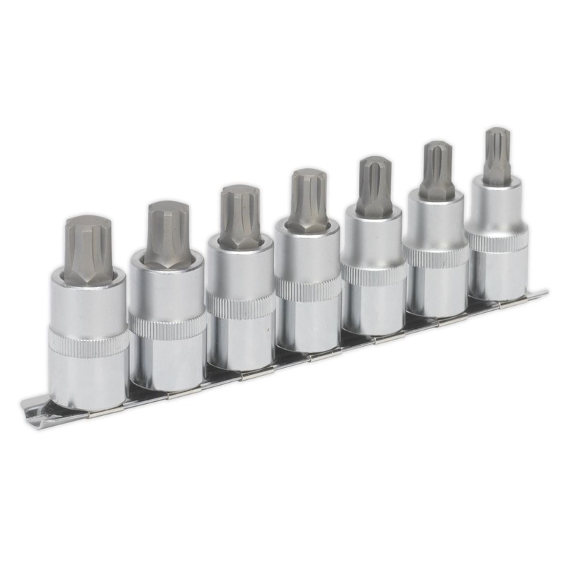 Sealey Premier Ribe Socket Bit Set 7pc 1/2"Sq Drive 55mm