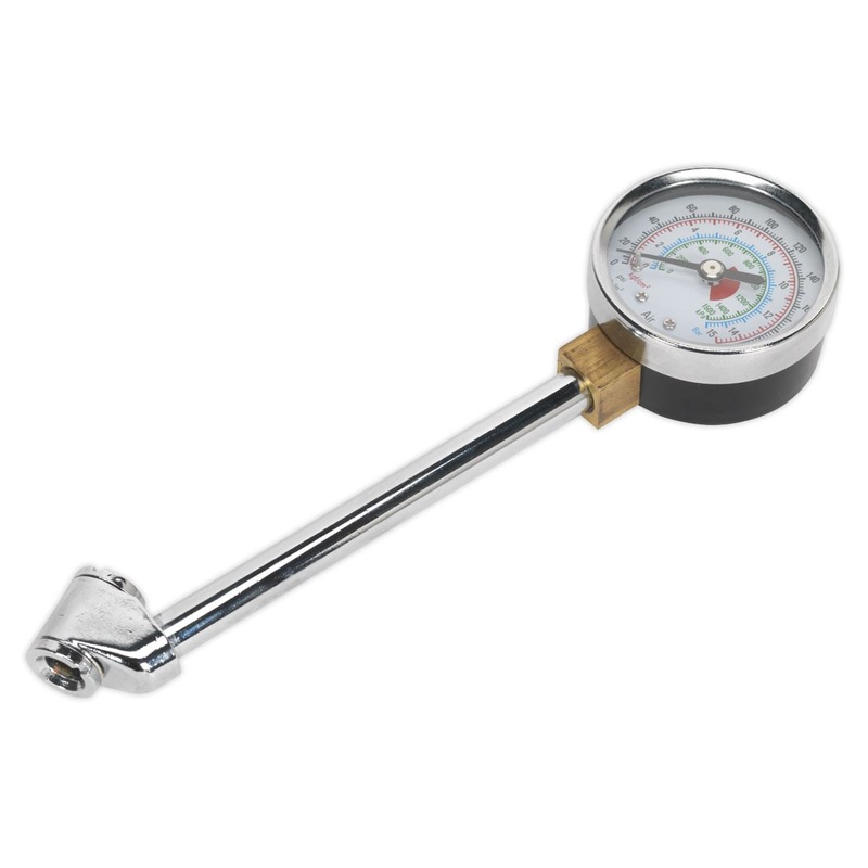 Sealey Twin Connector Tyre Pressure Gauge 0-220psi